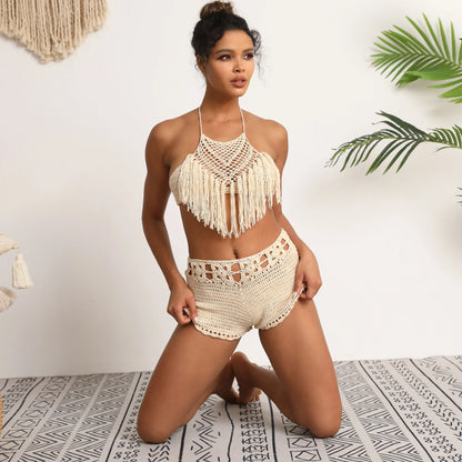 Damen Bikini-Set Gehäkeltes Design Acryl 2-Geteilt-3