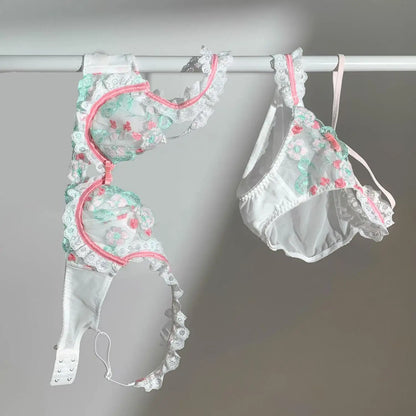 Damen BH Set Geblümte Muster Baumwolle Polyester-2