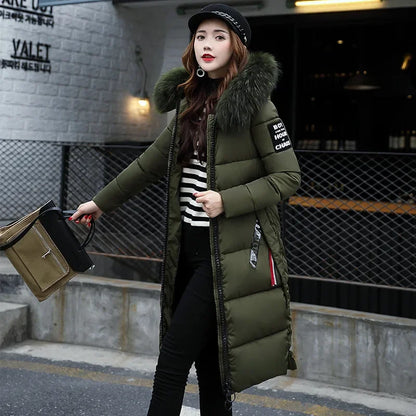 Damen Winterparka Lang Kunstfell mit Kapuze-5