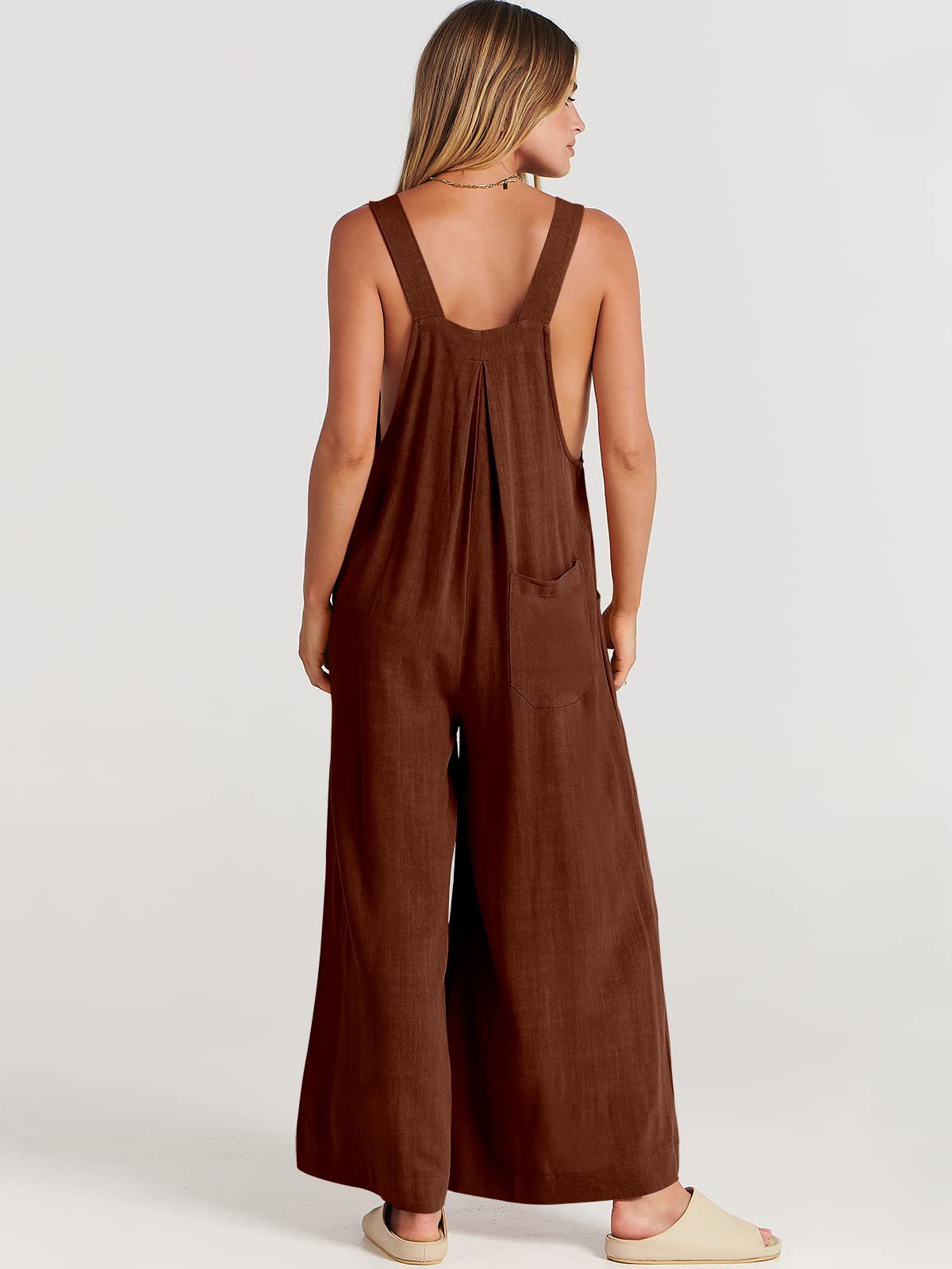 Damen-Jumpsuit Ärmellos Weites Bein Polyester-5