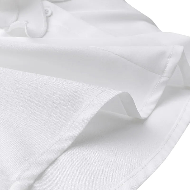 Weiße Damenbluse, klassische Passform, Polyester-Spandex-5