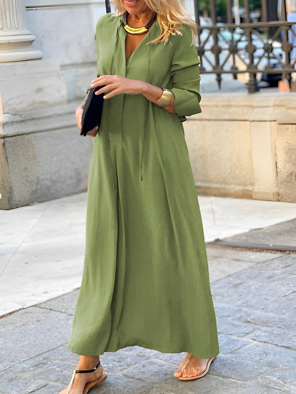 Damen-Kleid, langärmlig, elegantes Design, weich, Stoff-5