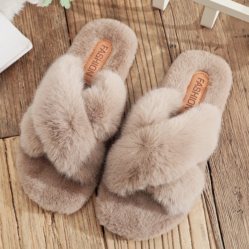Damen Winterpantoffeln Plüsch Design Rutschfeste Sohle-5