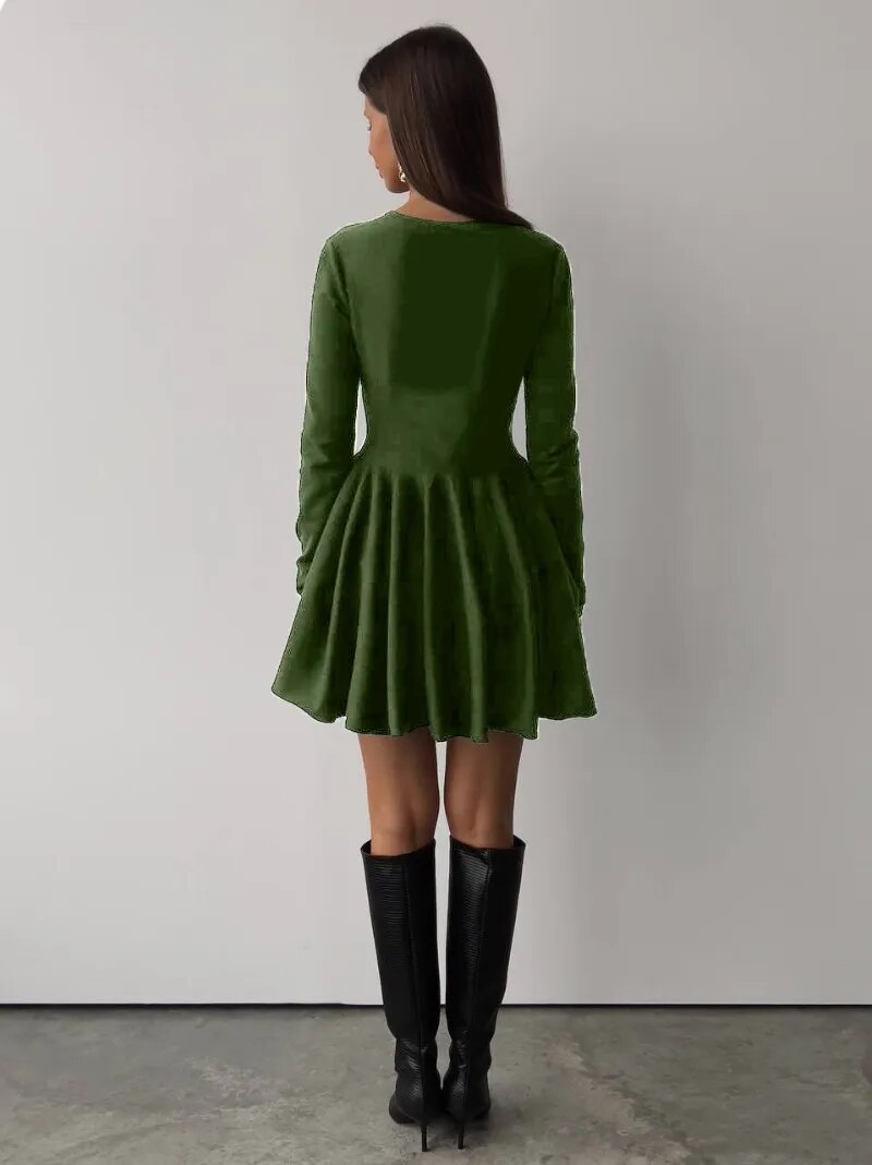 Mädchen-Minikleid, A-Linie, O-Ausschnitt, gestrickt-3