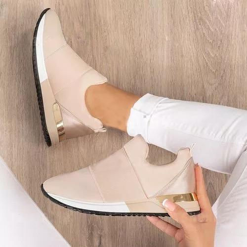 Damen Sneakers Lässiger Canvas Slip-On Gummisohle-1