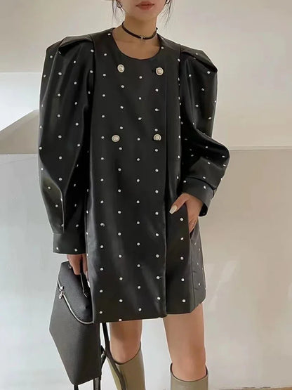 Weiße Damenbluse, langärmelig, aus Polyester mit DUP-Muster-4