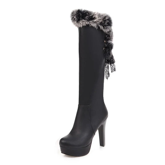 Damen-Stiefel, Rundzehe, Gummi und PU, mit Reißverschluss-1