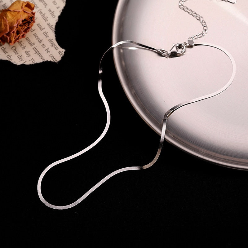 Damen-Halskette, Schlangenknochen-Design, 925, Sterling, Silber, verstellbar, Länge-5