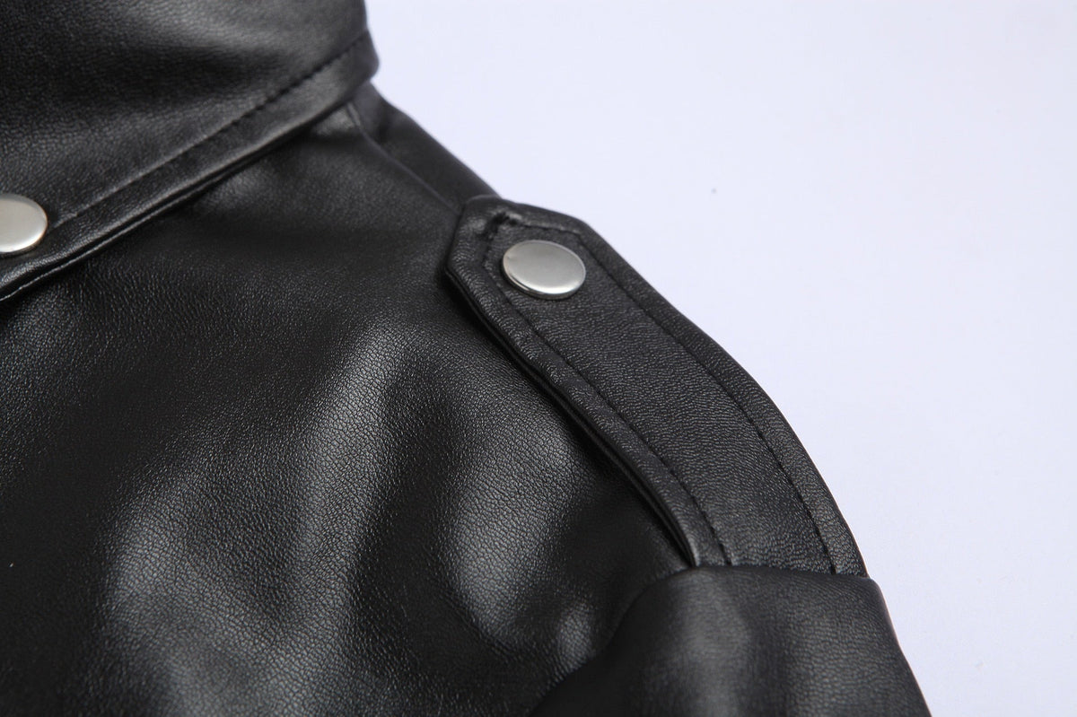 Herren-Lederjacke, Slim Fit, winddichte Motorradjacke-2