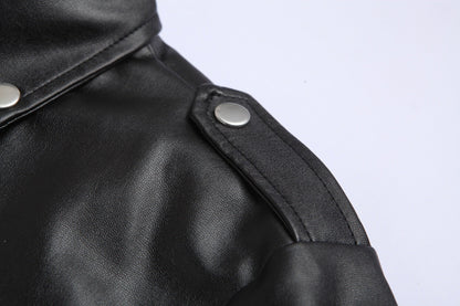 Herren-Lederjacke, Slim Fit, winddichte Motorradjacke-2