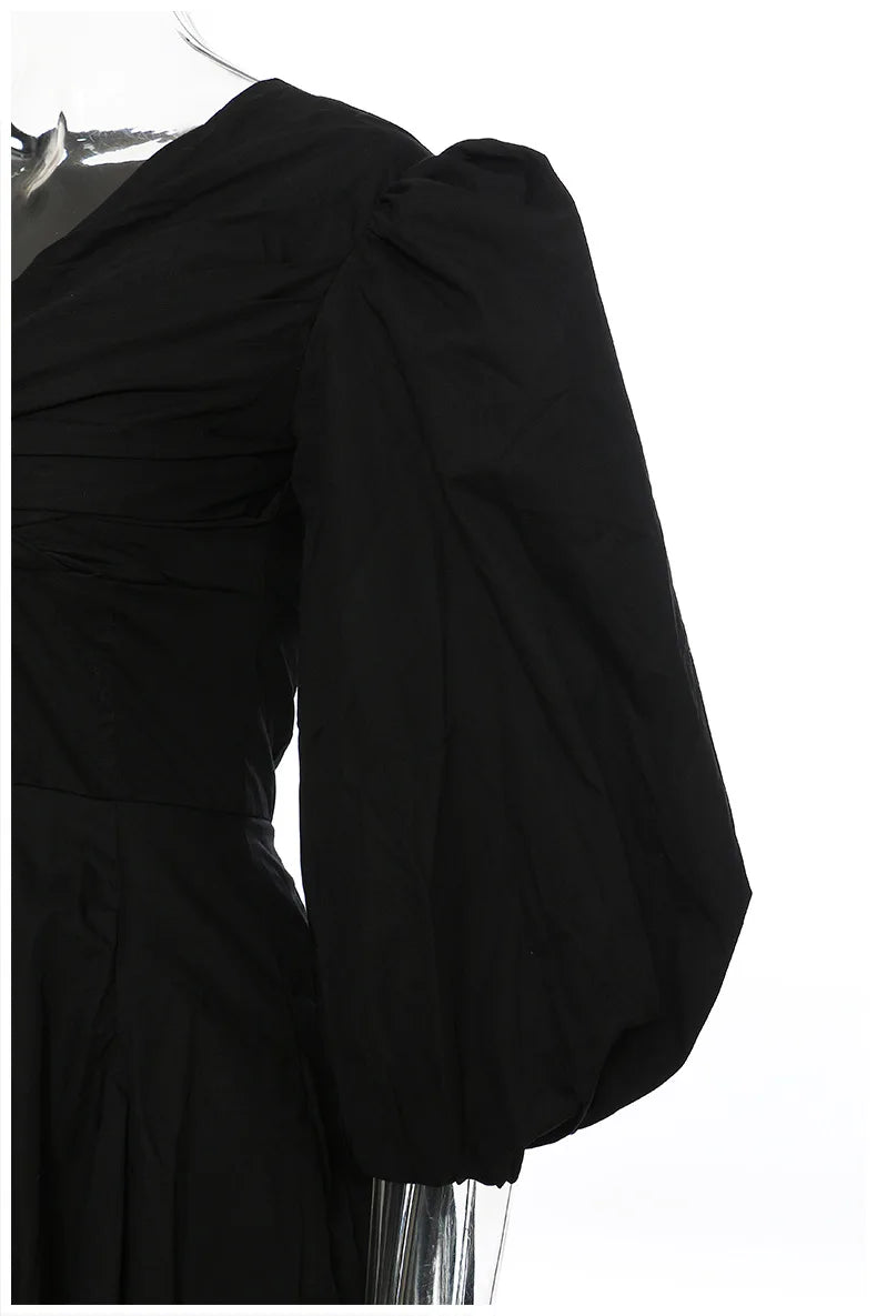 Damen-Minikleid, Puffärmel, Baumwolle, elegant-3