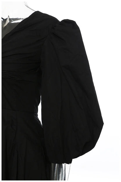Damen-Minikleid, Puffärmel, Baumwolle, elegant-3