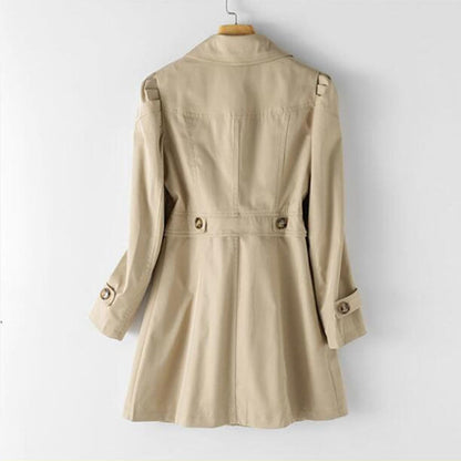 Damen-Trenchcoat, klassisches Polyester, Knopfdesign-3