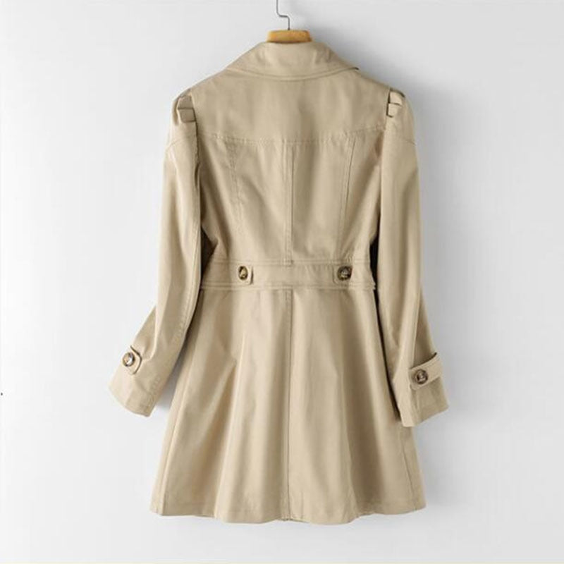 Damen-Trenchcoat, klassisches Design, Polyester, mittellang-3