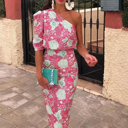 Damen-Maxikleid, bedrucktes leichtes Material für Alltag und Fest 1