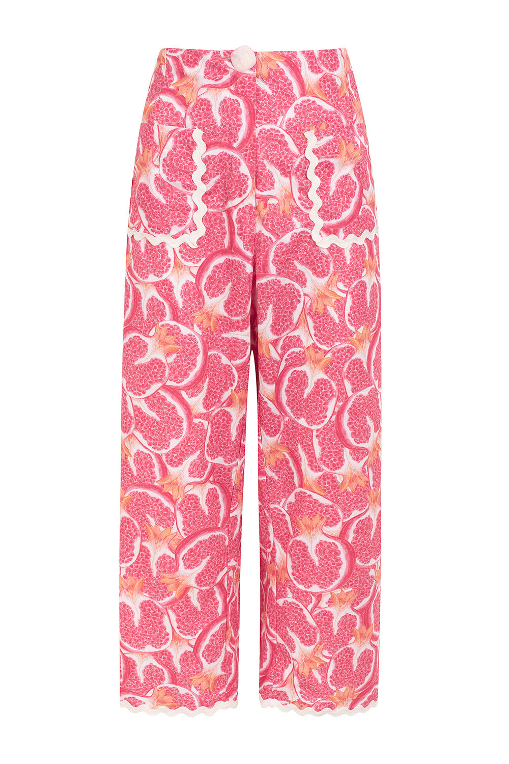 Damen-Chinos mit Granatapfel-Muster, 100% Baumwolle-4