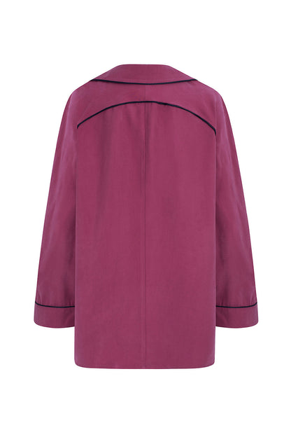 Damen Oversized Hemd mit auffälligem Kragen und Taschen Viskose-6