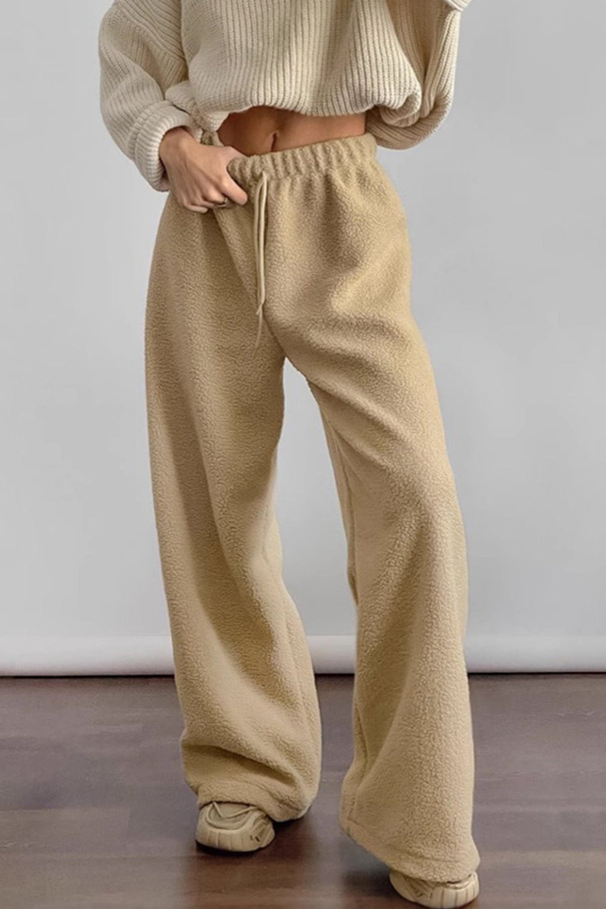 Damen-Fleecehose, elastischer Bund, weiches Fleece-Material-1