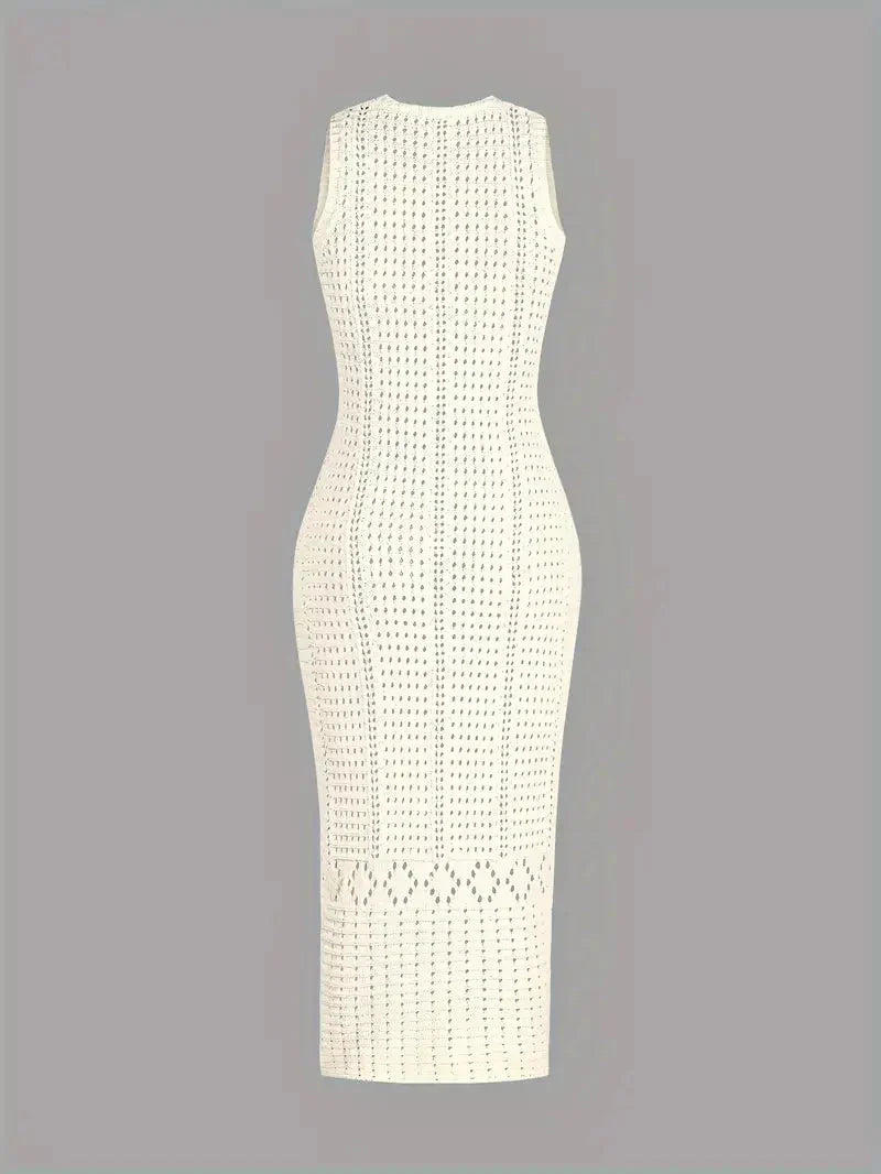 Beiges Midi-Kleid für Damen aus locker geschnittenem Polyester mit Blumenmuster – S bis L 6