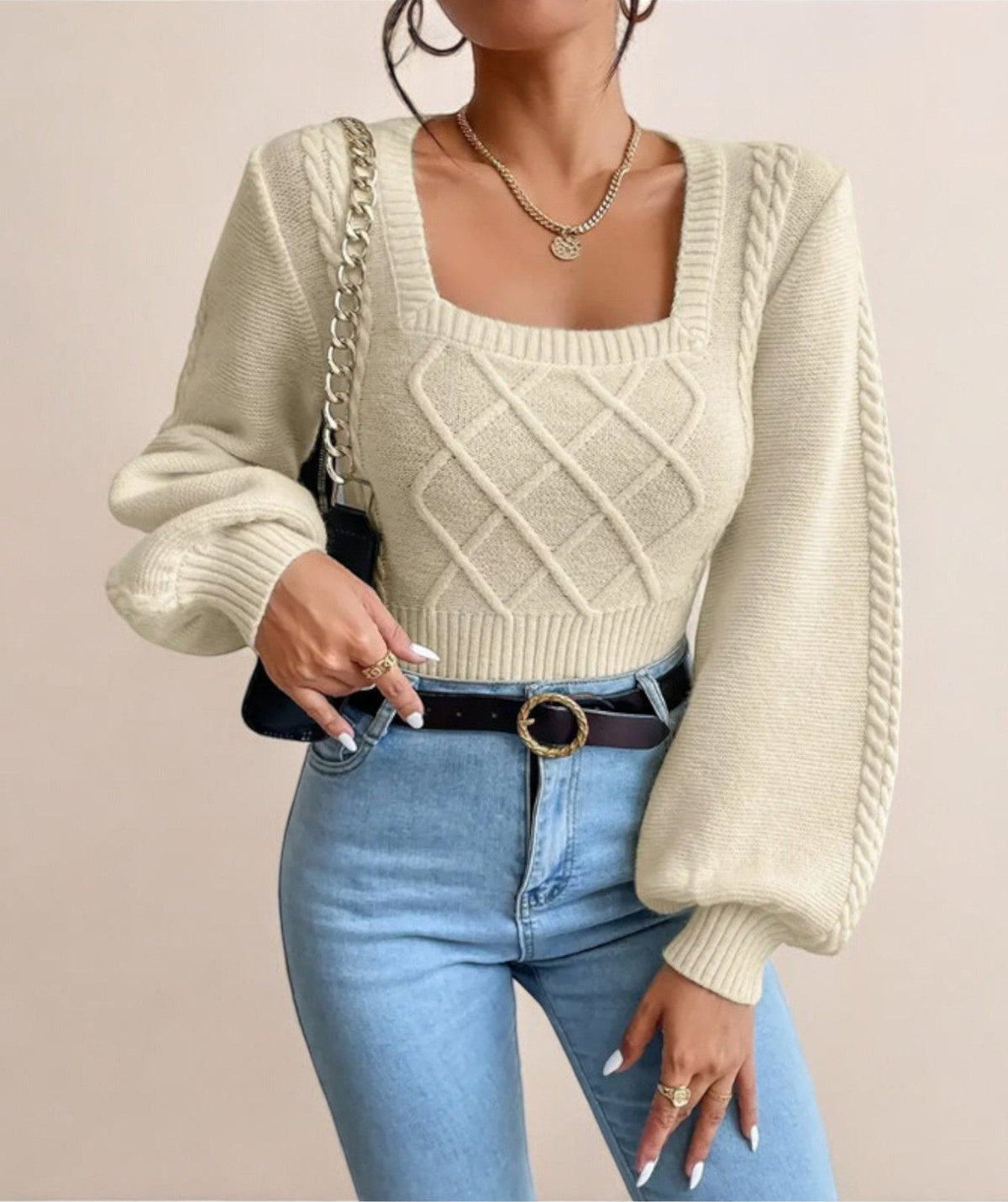 Damen-Strickpullover, eckiger Kragen, weiche Qualität 0