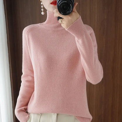 Damen-Strickpullover, hoher Kragen, Farbblock, weich und warm 8