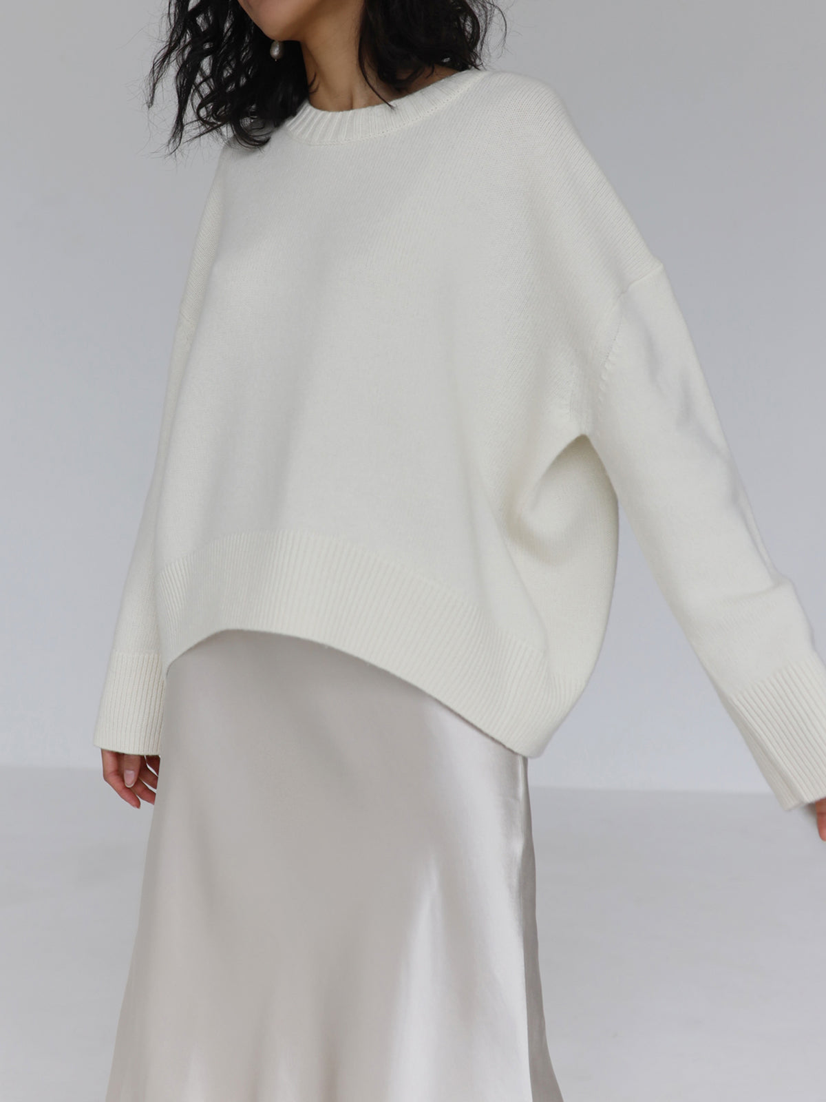 Damen-Strickpullover, oversized runder Ausschnitt aus weicher Baumwolle 10