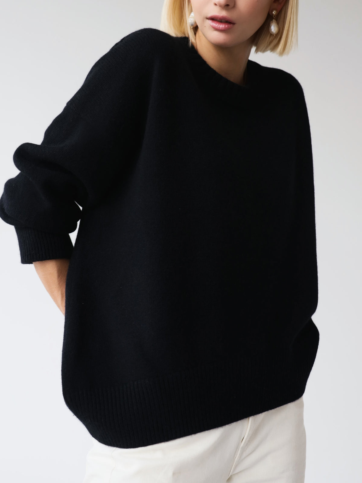 Damen-Strickpullover, oversized runder Ausschnitt aus weicher Baumwolle 4