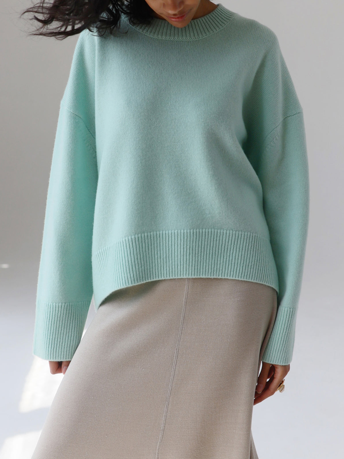 Damen-Strickpullover, oversized runder Ausschnitt aus weicher Baumwolle 5