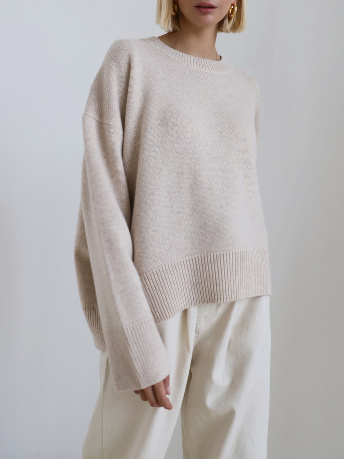 Damen-Strickpullover, oversized runder Ausschnitt aus weicher Baumwolle 8