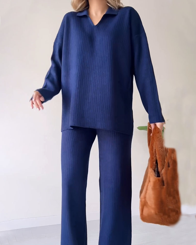 Variant image for Damen-Loungewear-Set, Oversized, Pullover und Weite Hose, Hochwertiger Strickmaterial-19