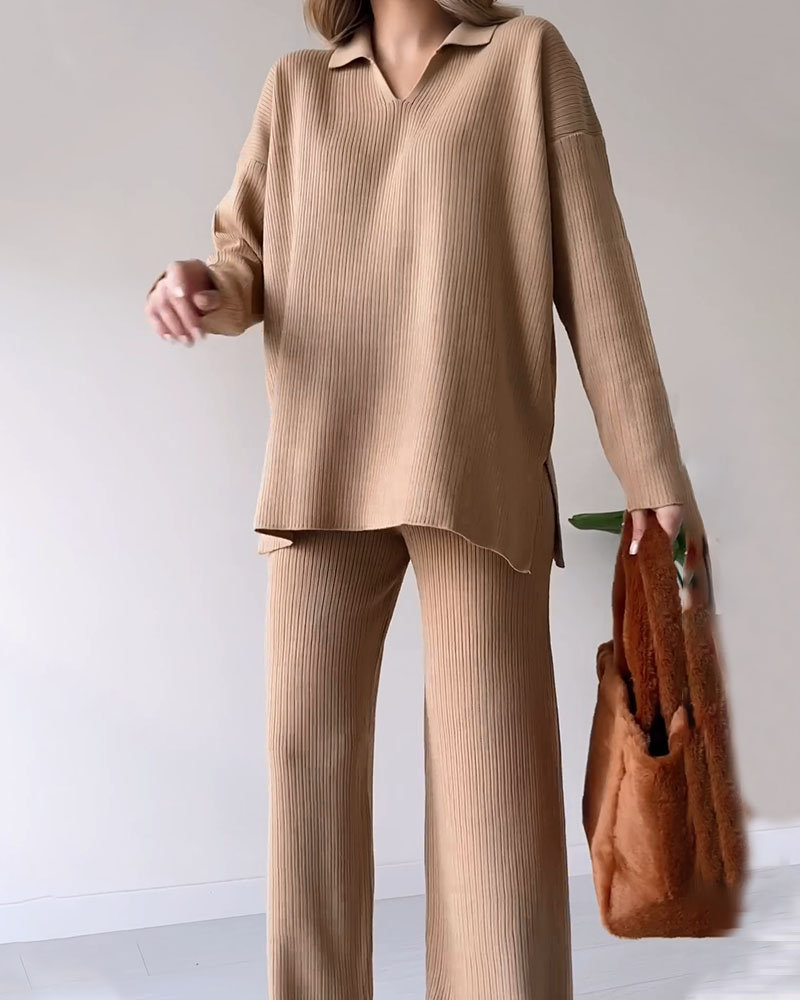 Variant image for Damen-Loungewear-Set, Oversized, Pullover und Weite Hose, Hochwertiger Strickmaterial-13