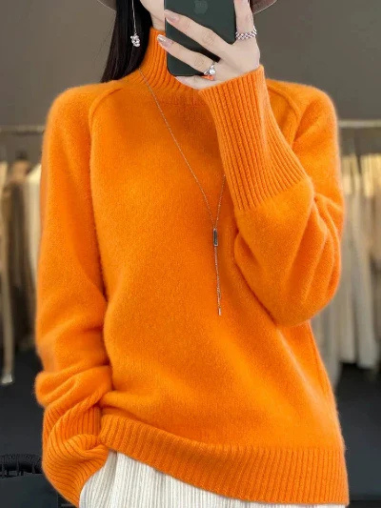 Damen-Rollkragenpullover, flauschiges Acryl-3
