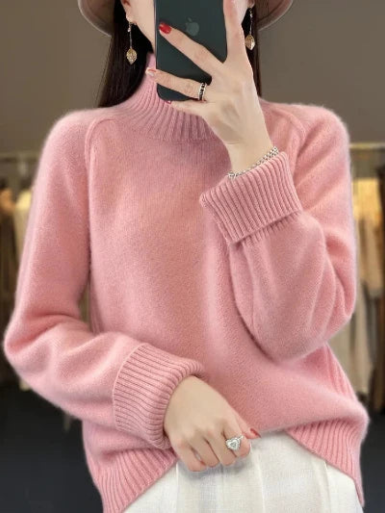 Damen-Rollkragenpullover, flauschiges Acryl-4
