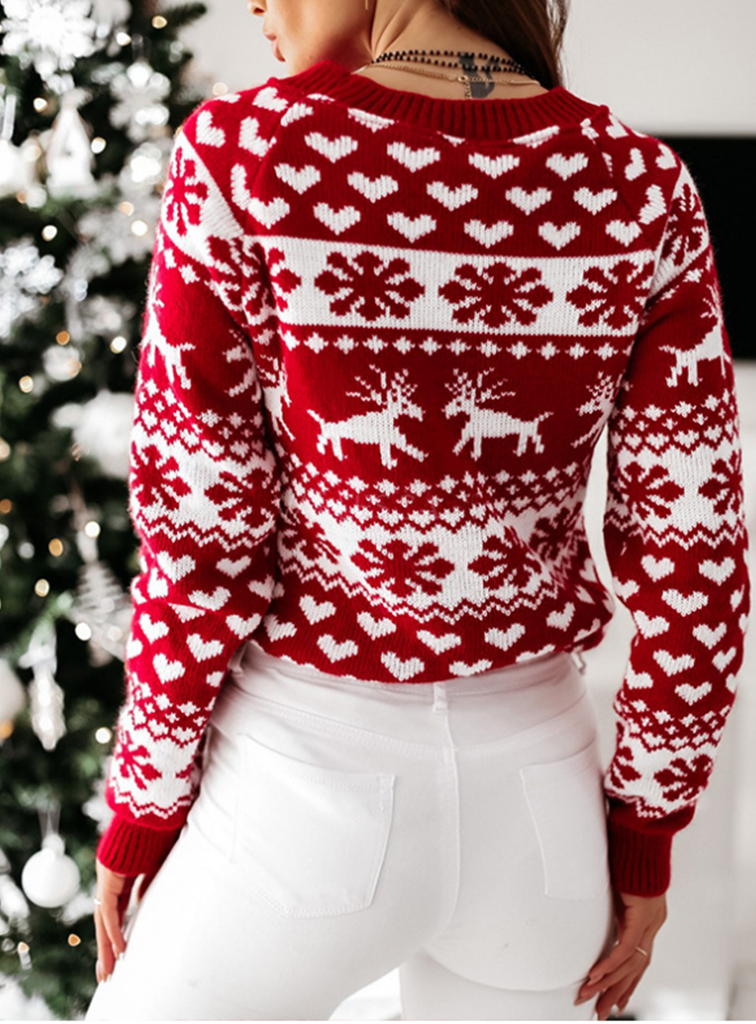 Damen-Strickpullover, mit Schneeflocke, Design, weichem Acryl für festliche Anlässe-3