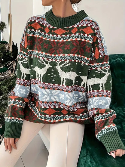 Variantenbild für Damen-Rundpullover, Weihnachtsdruck, 100% Baumwolle-11