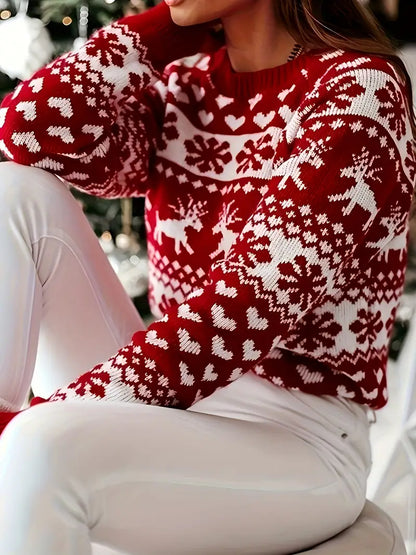 Damen-Strickpullover, mit Schneeflocke, Design, weichem Acryl für festliche Anlässe-5
