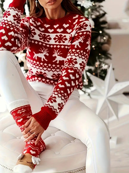 Damen-Strickpullover, mit Schneeflocke, Design, weichem Acryl für festliche Anlässe-4