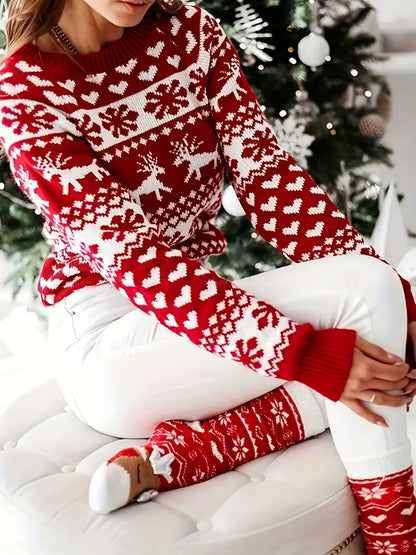 Damen-Strickpullover, mit Schneeflocke, Design, weichem Acryl für festliche Anlässe-6