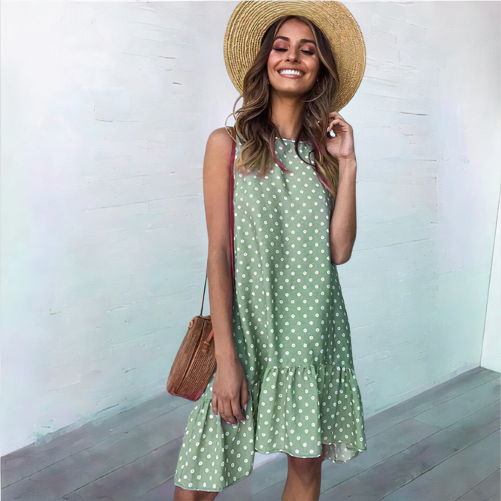 Damen A-Linien Kleid in Baumwolle Sommerchiffon-4