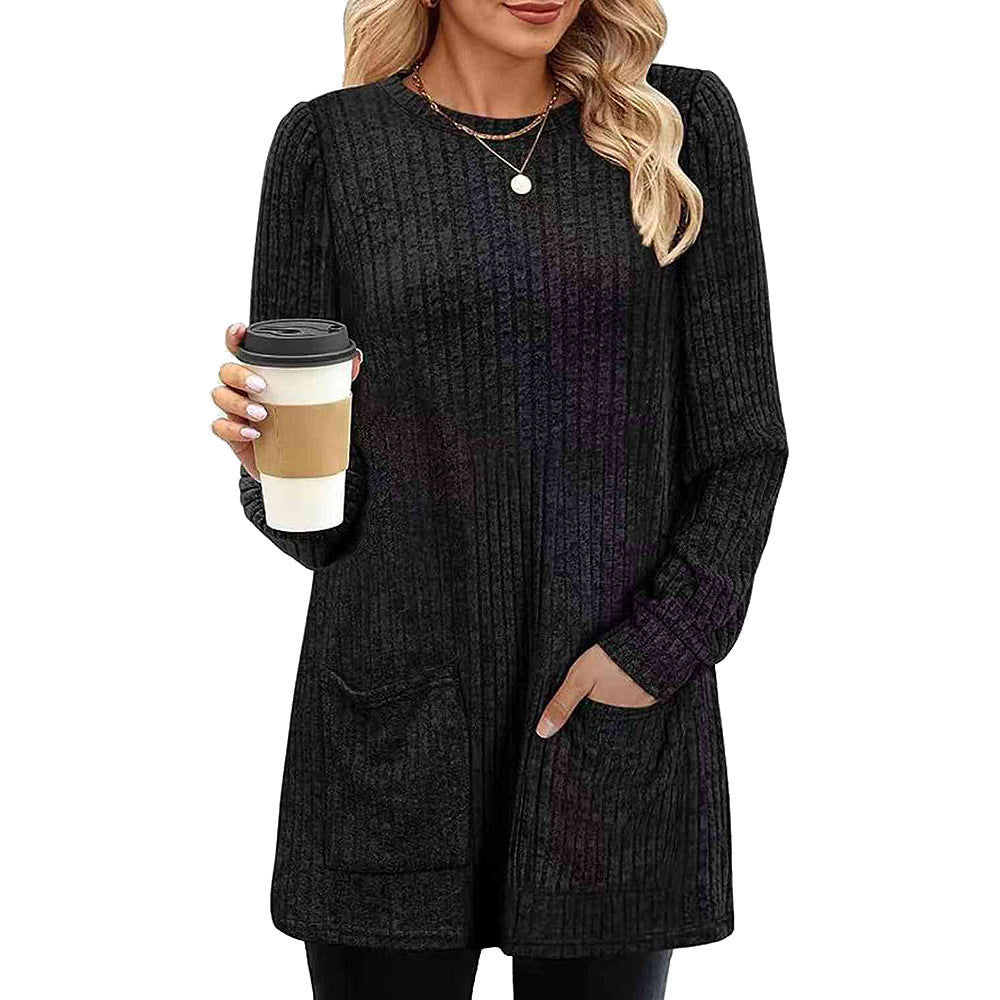 Variantenbild für halblanges Damen-Strickkleid aus Acryl für Herbst und Winter-9