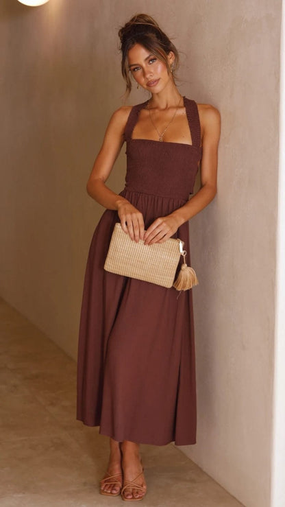Damen-Maxikleid, elegant Polyester, Maxi Kleid-3