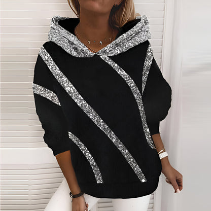 Damen-Oversize-Hoodie, Paillettendruck, Baumwolle-1