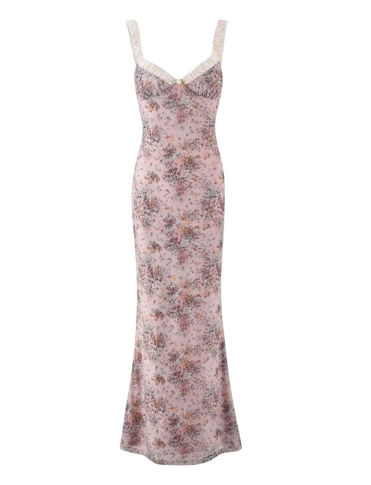 Damenkleid Tarnmuster Blumenmuster Ärmellos V-Ausschnitt Polyester-5
