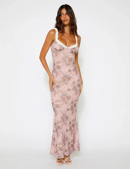 Damenkleid Tarnmuster Blumenmuster Ärmellos V-Ausschnitt Polyester-1
