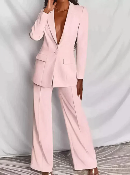 Damen Blazer und Hose Klassischer Stil Polyester Elastan-4