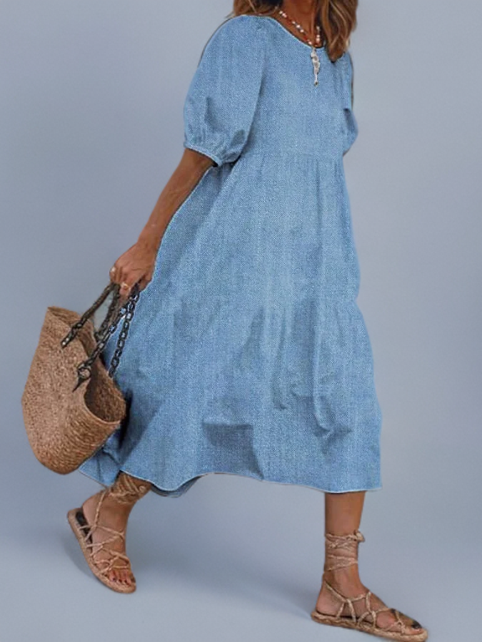 Damenkleid aus lässigem Alltags-Denim 100% leicht-1