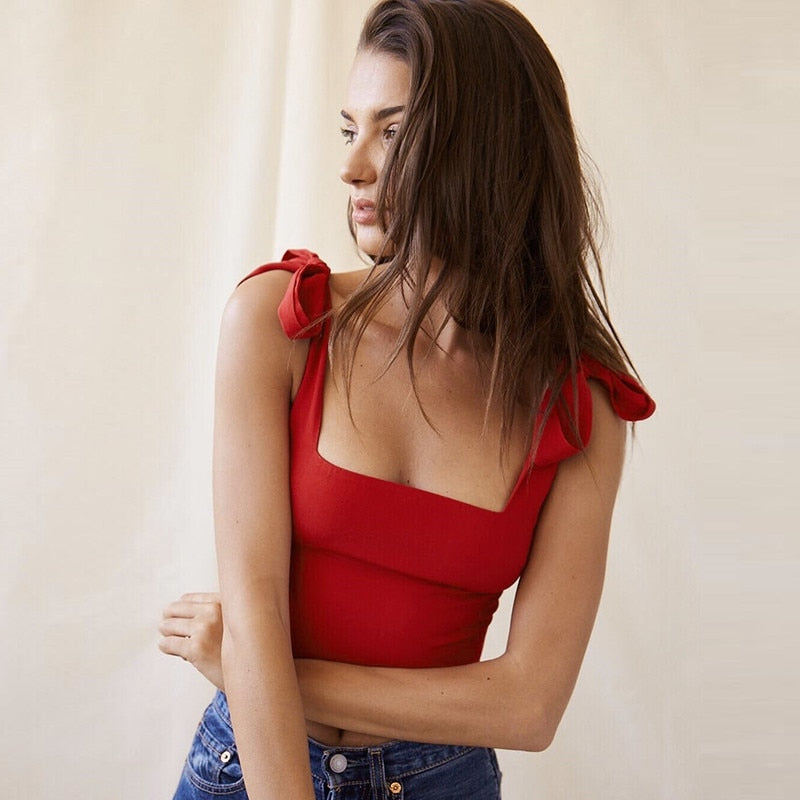 Damen-Crop-Top mit Schnürdetails aus Baumwolle und Polyester – ärmellos, kurze Länge, perfekt für Alltag und Party 2