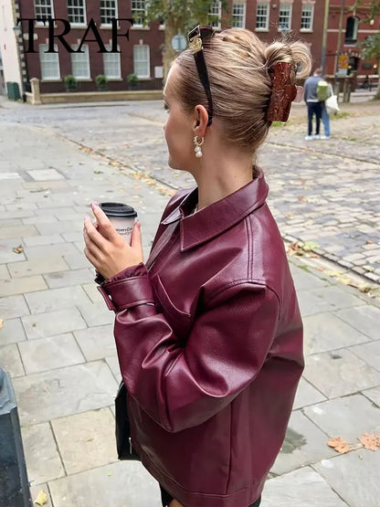 Herren-Lederjacke mit Reißverschluss, Polyester, mit Brusttasche-3
