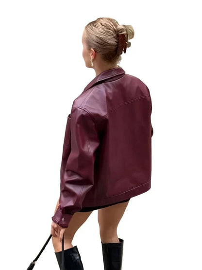 Herren-Lederjacke mit Reißverschluss, Polyester, mit Brusttasche-4