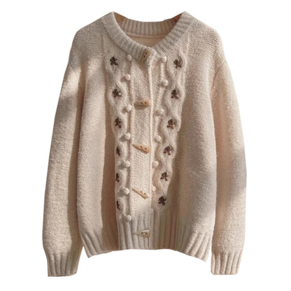 Damen-Cardigan Blumenmuster Acryl und Baumwolle-6